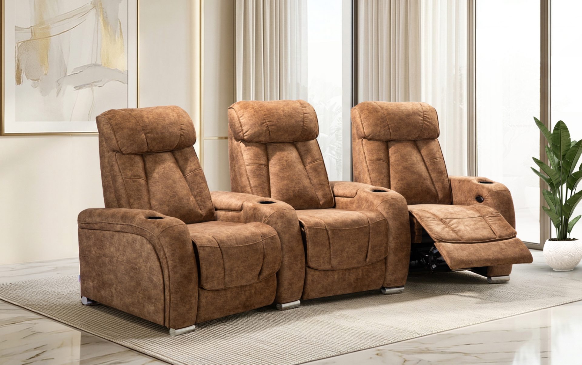 Manchester Sofa With 3 Electric Recliners